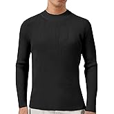VPG Mock Turtleneck for Men, Ribbed Knitted Slim Fit Long Sleeve Pullover Sweater