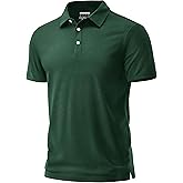 Cotrasen Mens Polo Shirts Short Sleeve Cotton Pique Golf Shirt Button Classic Fit Stretch Performance Casual T-Shirts