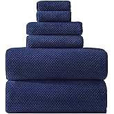Akzpe 40x80 Inches Bath Sheets Towels for Adults Oversized Bath Towels Extra Large Luxury Super Soft Absorbent Quick Dry Microfiber (Navy Blue,6PCS)