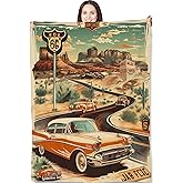 Turamurra Classic Route 66 Blanket Gifts for Women Vintage Cars and Desert Highway Flannel Throw Blankets for Bedding Couch Soft Lightweight Warm Cozy Throws Travel Decor 50x60in