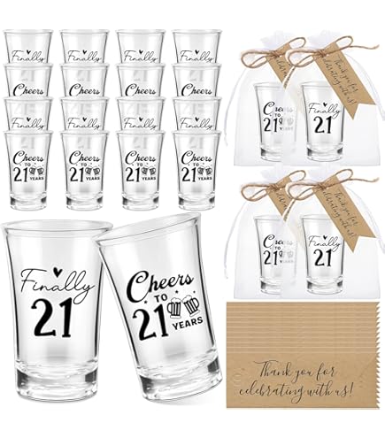 21st Shot Glass, Happy 21st Birthday Gifts for Her 1.75Oz Funny