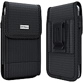 PiTau Holster for Galaxy S25+ Plus S24+ S23+ 22+ S21+ S20+ S10+ S9+ Plus A20 A50 A51 A52 A53 Cell Phone Belt Case with Clip Pouch Holder Cover (Fits Samsung with Protective Case on) Large Black