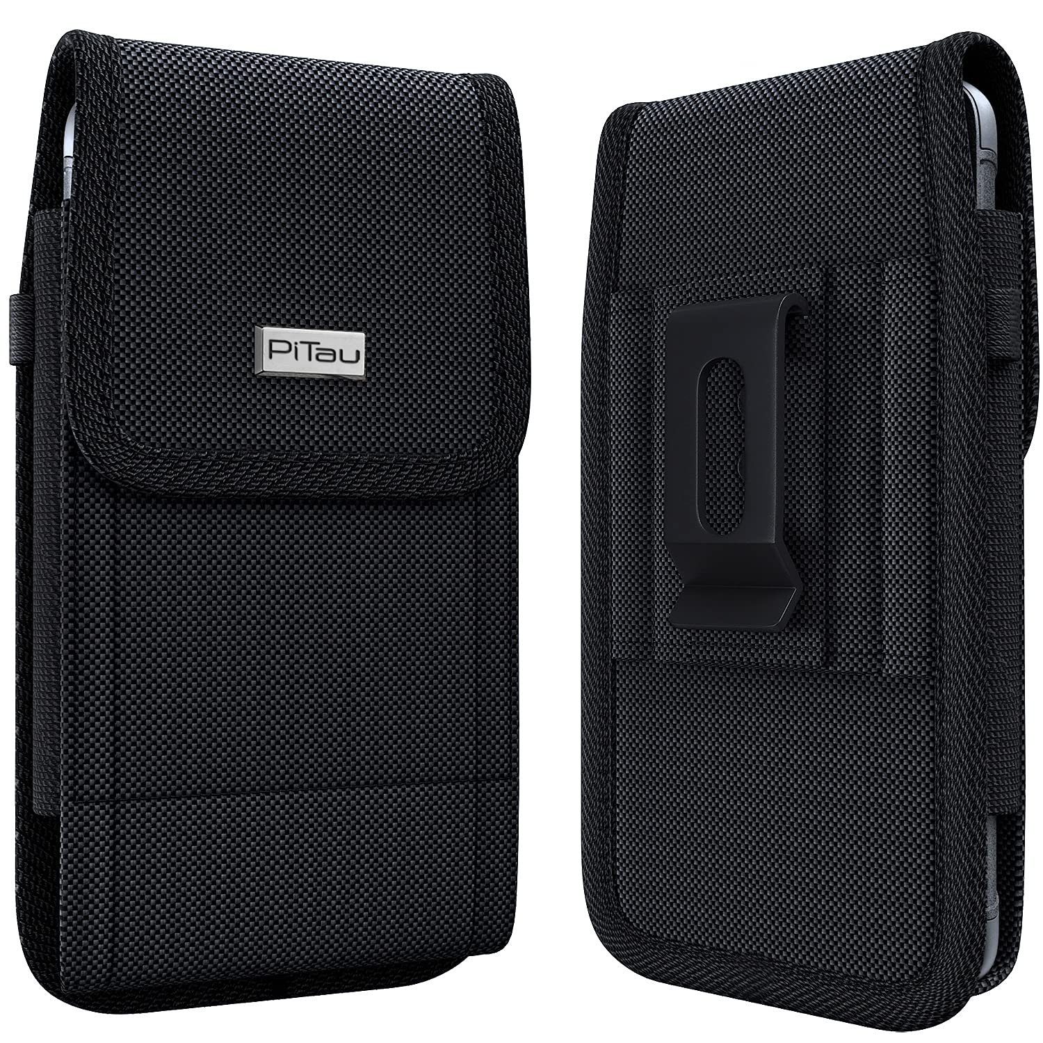 PiTau Holster for Samsung Galaxy S25 S24 S23 S22 S21 S20 S10 S9 S8 A10e A01 Note 10 Cell Phone Belt Holder Case with Belt Clip Loop Nylon Carrying Pouch Cover (Fits Protective Case on) Black