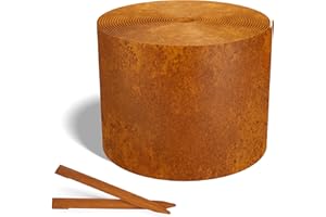 Worth Galvanized Steel Landscape Edging 4.5" x50' Metal Garden Edging Roll Flexible Bender Border with 16Pcs Stakes for Lawn, Flower Bed Edges, Rust-Colored Painted
