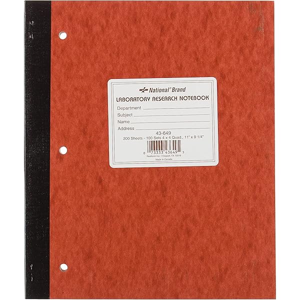 NATIONAL Laboratory Notebook, 4 X 4 Quad, Brown, Cover, 11 x 9.25