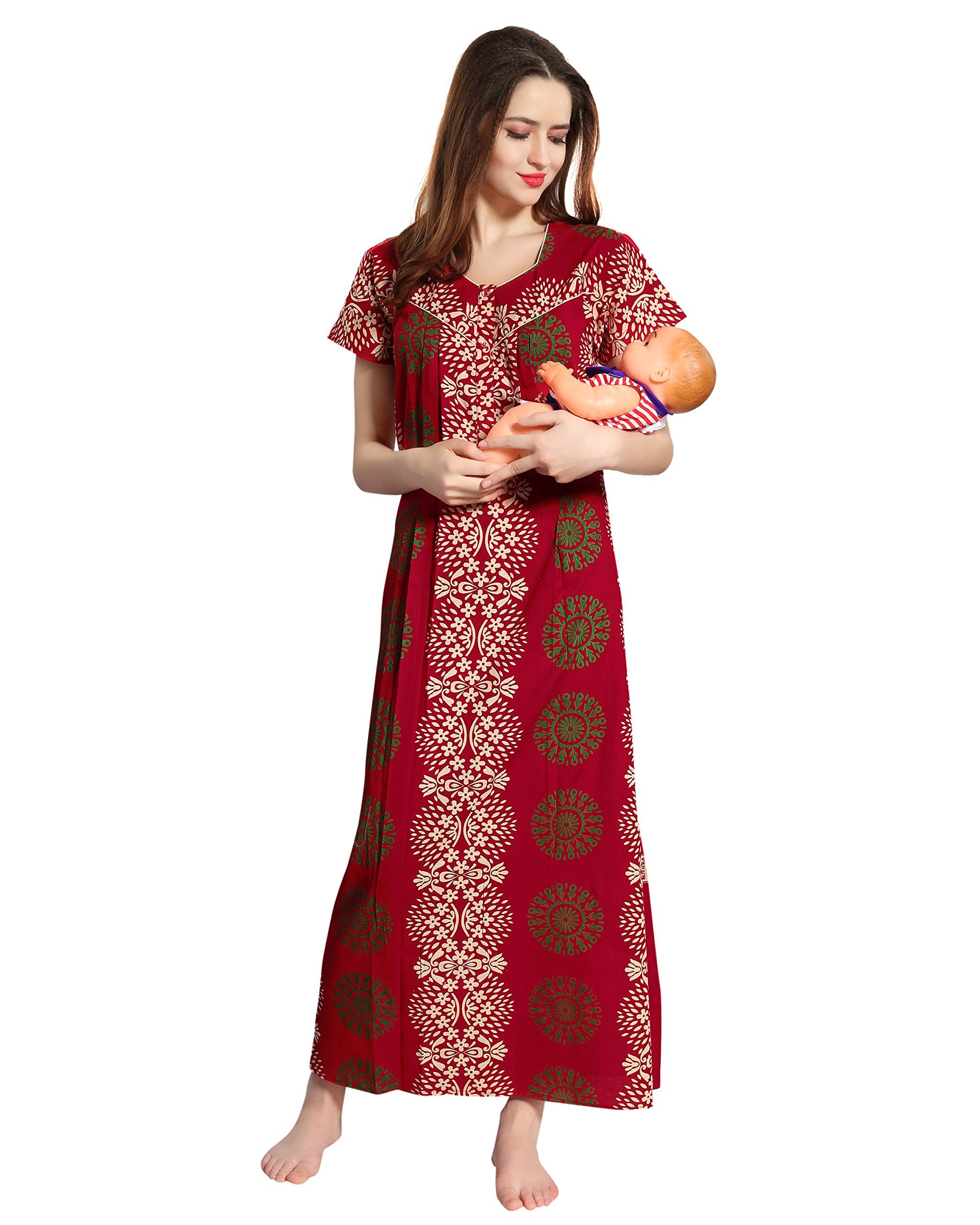 AV2 Women's Cotton Floral Maxi Nighty