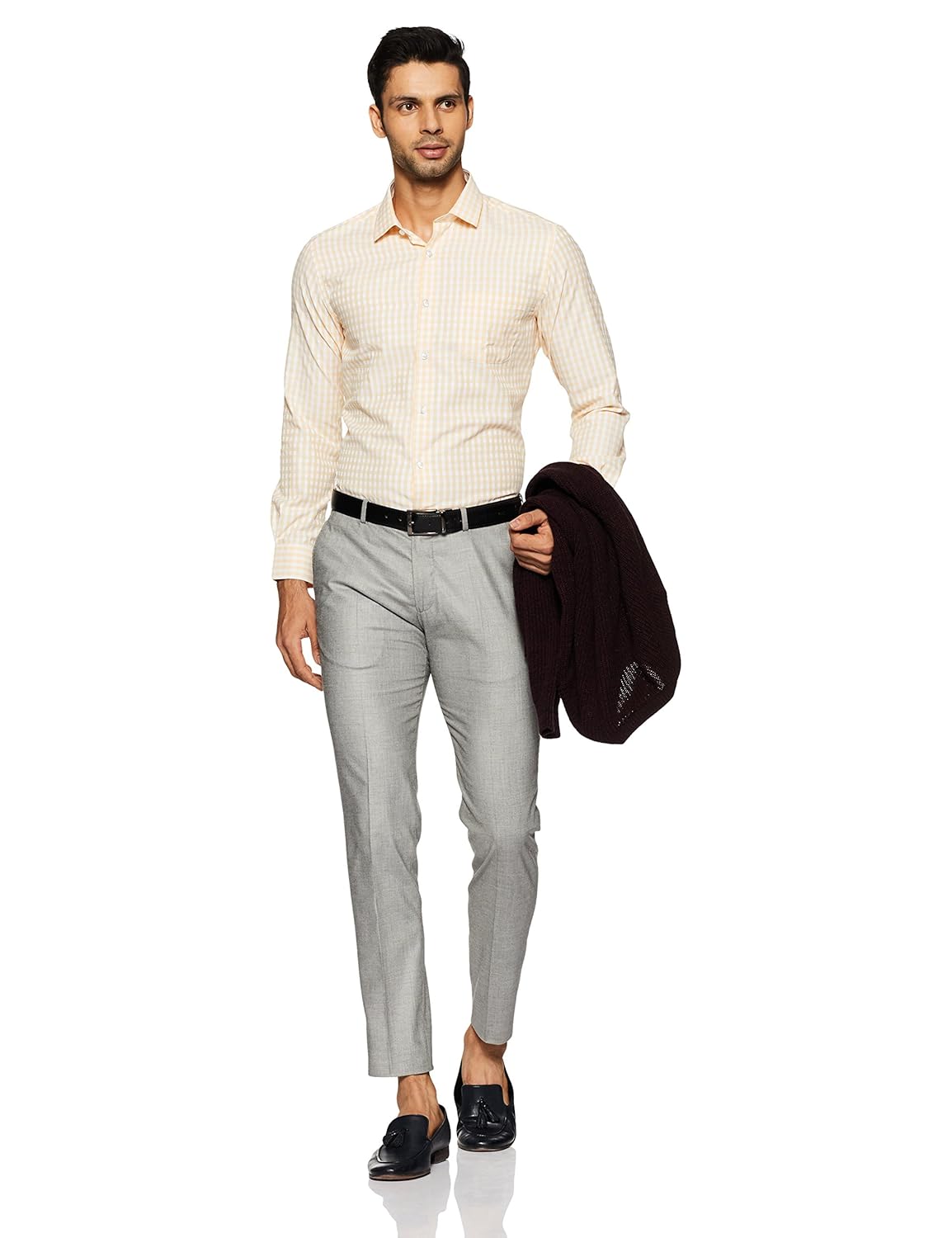 peter england men's solid regular fit formal shirt