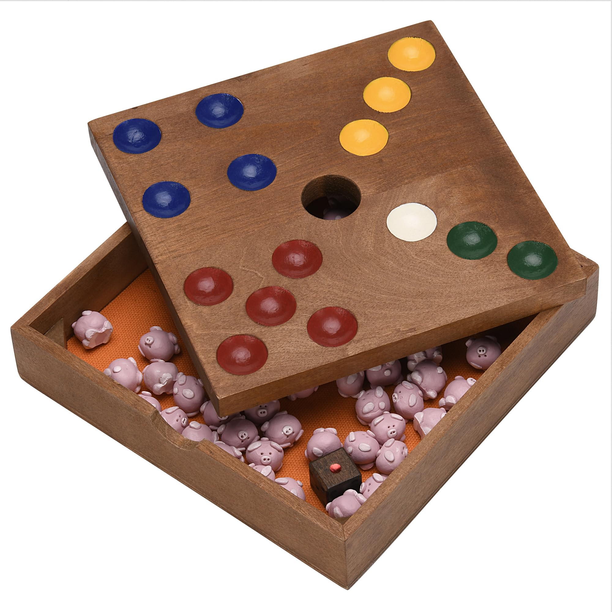 ideen.kollektiv Ferkelrennen - Brettspiel Würfelspiel Wutz Kooperationsspiel aus Holz Familienspiel Teambuilding Warmup-Spiel Borstenviehspiel 3