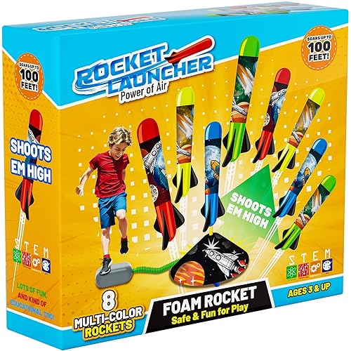 Toys Rocket Launcher for Kids Launch up to 100 Ft, Multi-Color