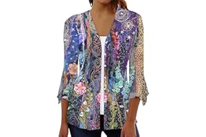 YUTANRAL Cardgian for Women 2024 Spring Summer Lightweight 3/4 Length Sleeve Womens Tops Dressy Casual Kimonos Beach Cover Up