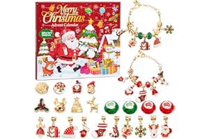 Taybonds Christmas Advent Calendar Bracelets 2025 for 24 Days Xmas Countdown Calendar DIY Jewelry Making Kit Gift 22 Charm Beads 2 Bracelets for Women
