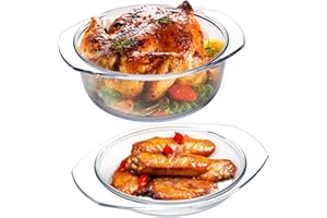 Clear Round Glass Casserole by NUTRIUPS | Covered Glass Casserole with Lid, 2.5 L