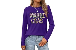 ZYLKOR Mardi Gras Shirts for Women Tuesday Carnival Party Costume Mardi Gras Outfits Long Sleeve Tops