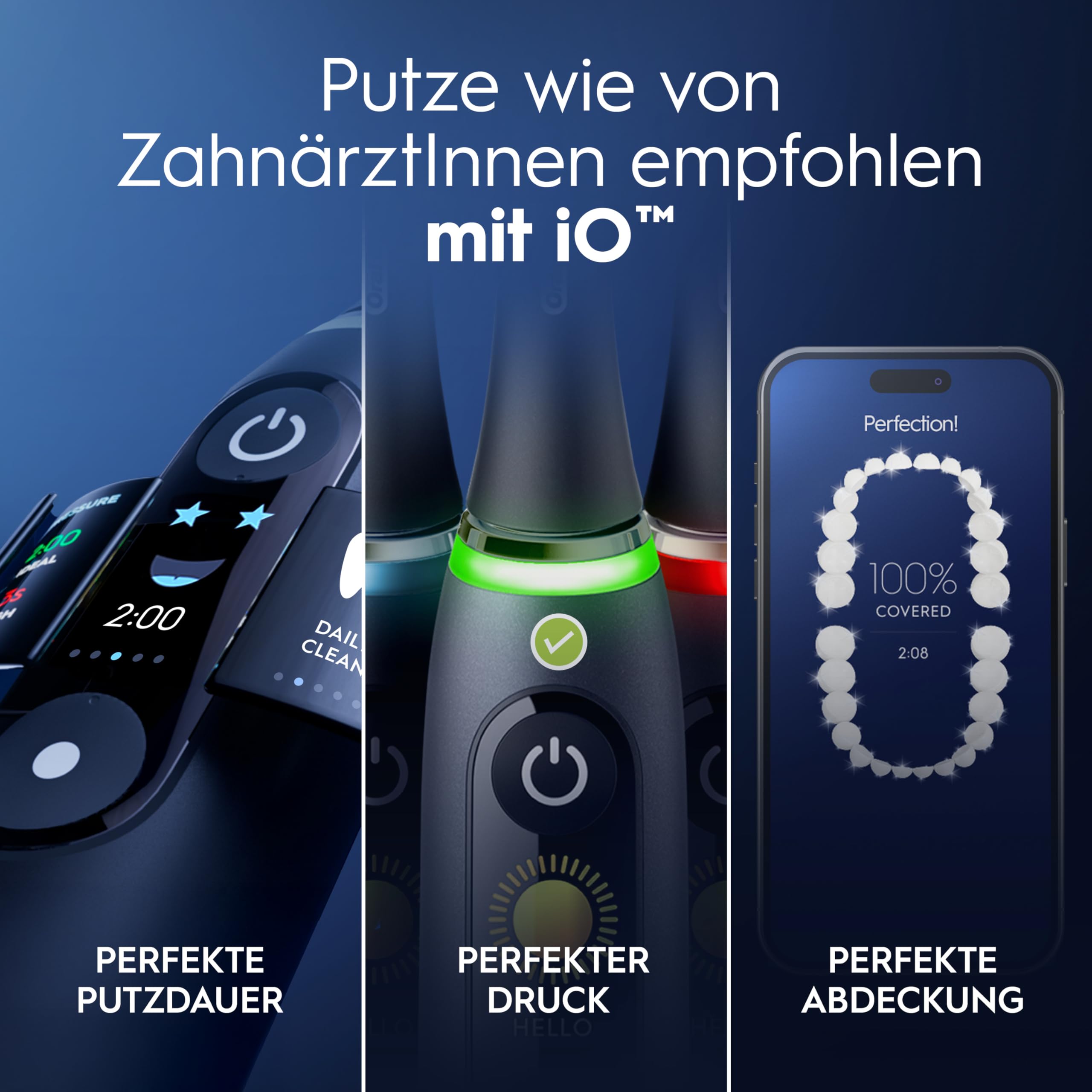 Oral-B iO Series 10 Elektrische Zahnbürste — Electric Toothbrush, Inkl. 3 Aufsteckbürsten, iOSense, Lade-Reise-Etui — 7 Putzmodi für Zahnpflege, Zahnbürste Elektrisch, Designed by Braun, Schwarz 7
