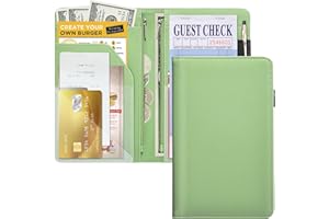 HOFFI Server Books For Waitress/Waiter Book with 2 Zipper Money Pockets,Cute Waitress Books Organizer Accessories Fit Server Aprons Note Pads (Grass Green)