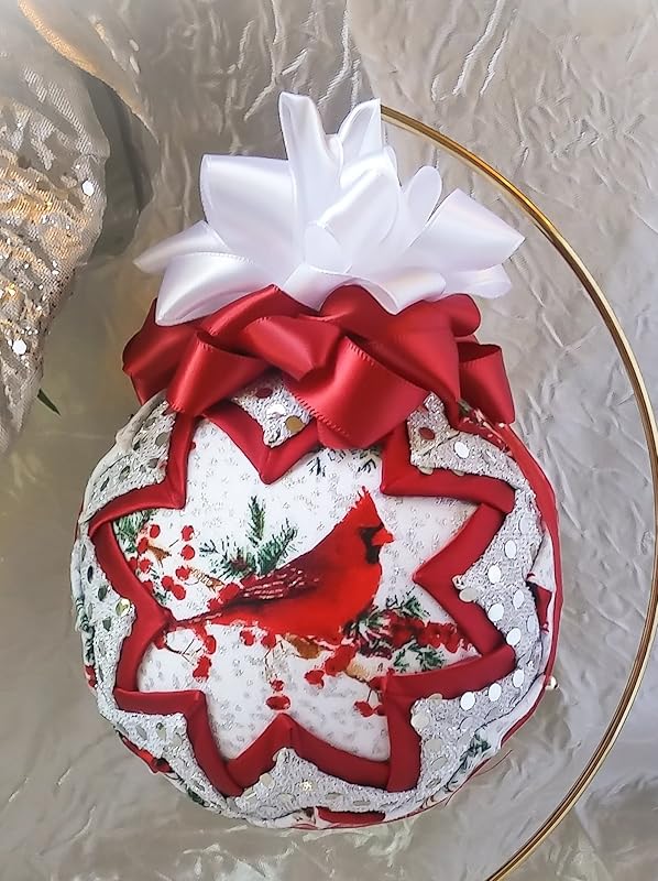 Quilted fabric Christmas ornament, tree ornament, christmas