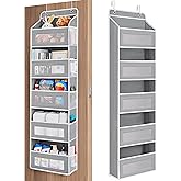 JARLINK Over The Door Organizer Storage, 5 Shelf Hanging Door Organizer with 5 Large Capacity Pockets, Anti Tilt 44 lb Load Behind Door Storage for Bedroom, Bathroom, Pantry, Nursery, (Grey)