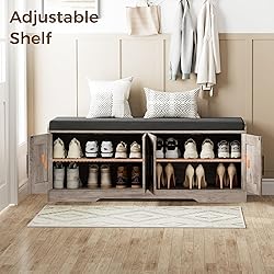 Homleke 2-Tier Storage Bench, Shoe Bench with