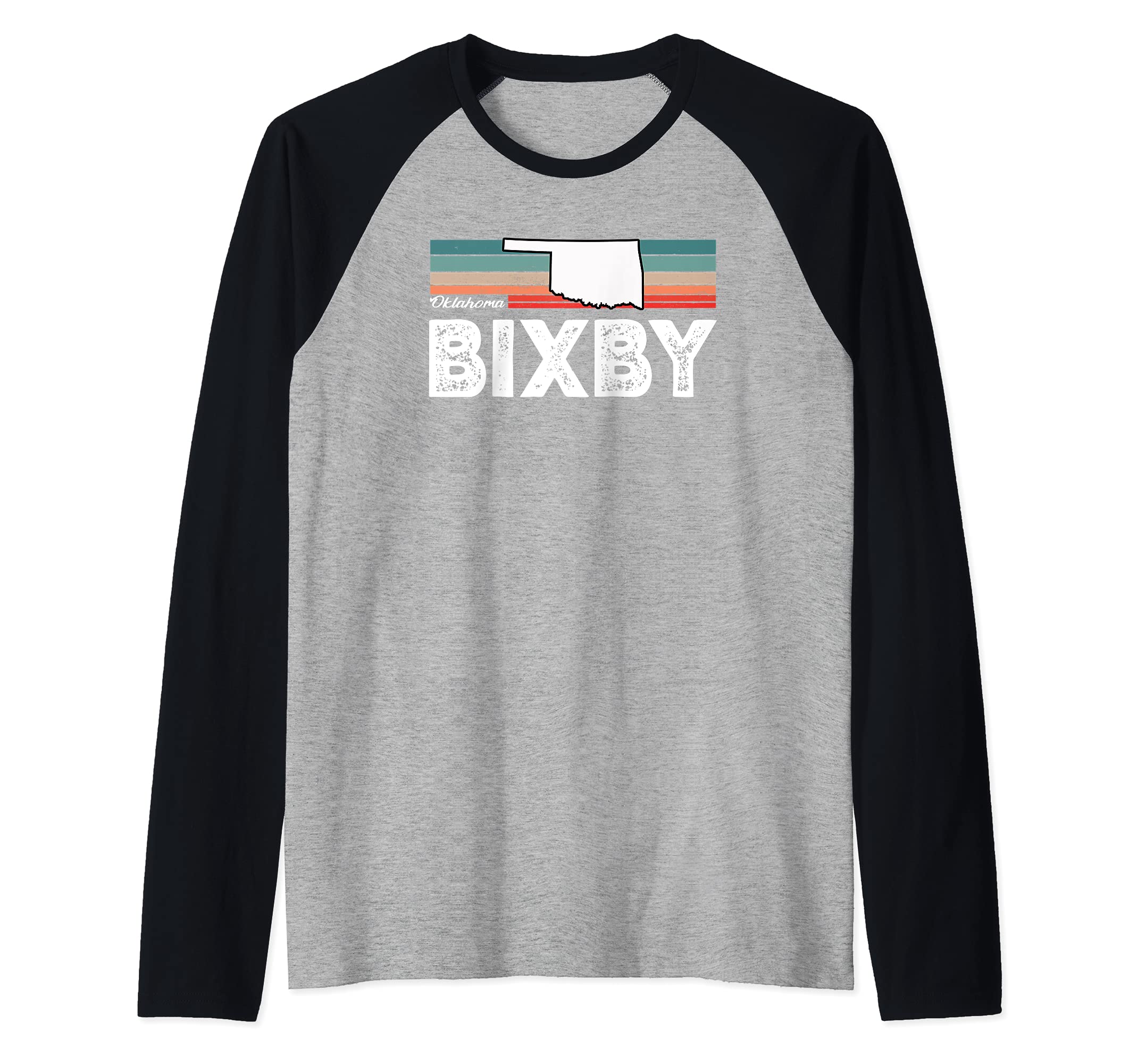 Vintage Retro Bixby CA Tourist Native Oklahoma Raglan Baseball Tee