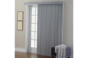 BrylaneHome Embossed Vertical Privacy Slat Blinds - 78" W 84" L, Grey