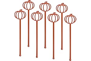 ROYER CORPORATION Coffee and Cocktail Stirrers, Reusable Plastic Drink Stirrer Sticks, 24 Swizzle Sticks, Use as a Cocktail Garnish or Cocktail Mixers, Halloween Party, Fall Party 6 inch (Pumpkin)