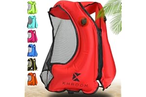 Khroom Inflatable Snorkel Vest for Adults and Teenagers | 60"-75" Height | 90-220 lbs | V2 2025 Model | Buoyancy Jacket for Snorkeling and SUP - Snorkel Vest, Buoyancy Aid