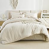 Litanika Twin/Twin XL Size Comforter Set - 5 Piece Bed in a Bag Beige, Lightweight Solid Includes Comforter, Sheets, Pillowcases & Shams