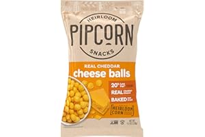Heirloom Cheddar Cheese Balls by Pipcorn - 4.5oz - Organic Cheese, No Artificial Anything, Non-GMO Heirloom Corn, No Preservatives, Gluten Free