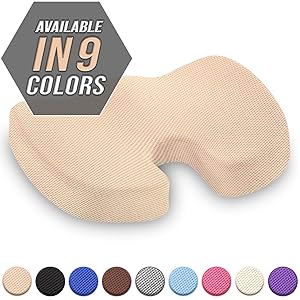 Seat Cushion - Car Seat Butt Pillow, Hip Support for Office Chair and Wheelchair - Coccyx Orthopedic Memory Foam Pad for Tailbone, Sciatica, Back Pain Relief - (Beige)