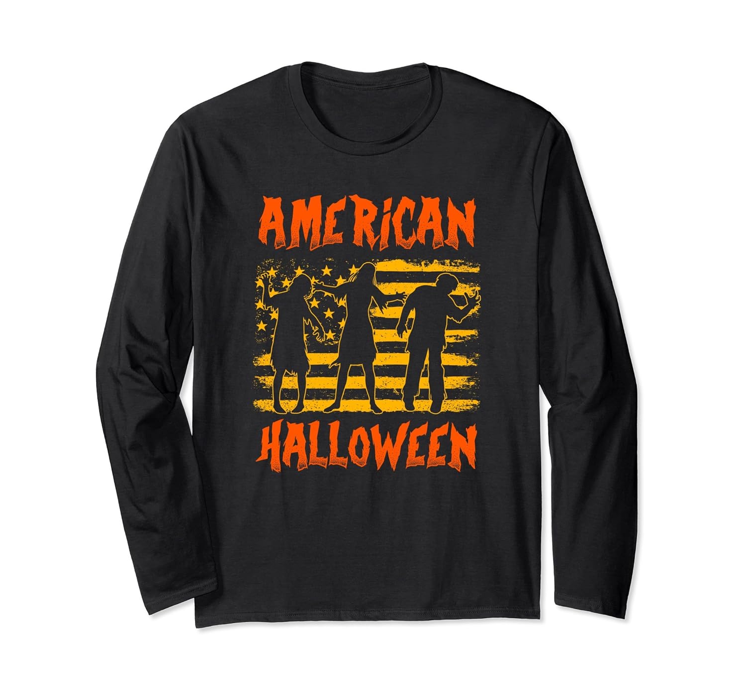 Halloween American Flag Merica Long Sleeve Shirt Zombies-ANZ