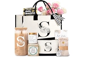 Lepiche Birthday Gifts for Women, Monogrammed Initial Gift for Teacher Wife Mom, Tote Bag