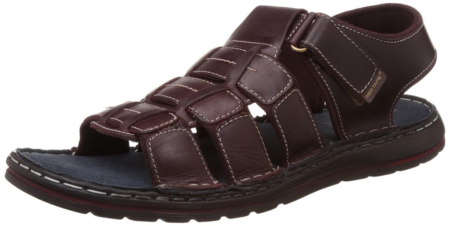 red tape mens leather velcro closure sandals