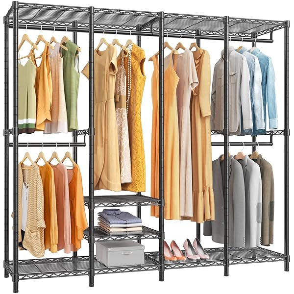 Amazonbasics Expandable Metal Hanging Storage Organizer Rack Wardrobe