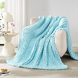 L'AGRATY Chenille Chunky Knit Blanket, Light