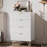 MAISONARIA White Dresser for Bedroom, Modern Dresser with Gold Metal Handles & Chests of Drawers