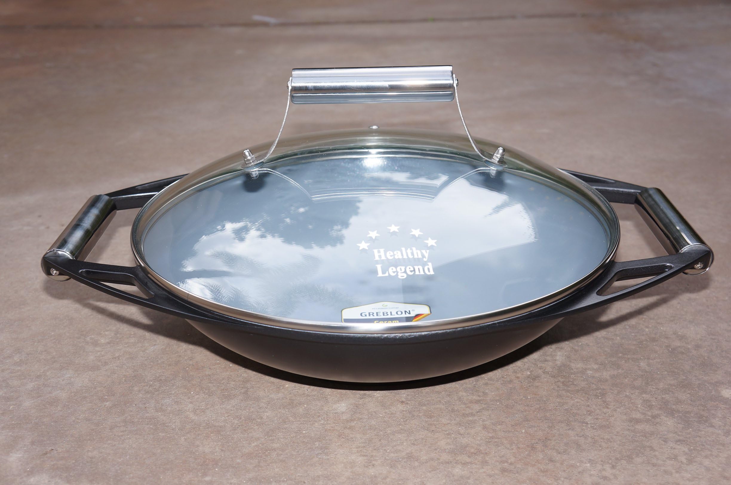 New Healthy Legend 13.6" (34cm) Wok with Non-stick German Weilburger Ceramic Coating - Induction Ready, ECO Friendly Non-toxic Cookware
