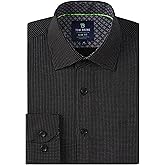 Tom Baine Men Slim Fit Performance Long Sleeve Geometric Casual Button Down Shirt