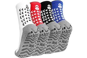 ZAKASA Men's Grip Socks Soccer: Non Slip Grip Socks for Men Anti Slip Football Basketball Sports Socks 4 Pairs