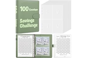 SKYDUE 100 Envelopes Money Saving Challenge Binder, Savings Challenges Book with Cash Envelopes, Budget Binder with Double Side Laminated Tracker, Easy and Fun Way to Save $5050, 10000