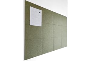 DECORITA Large Cork Board Alternative - 47"x35" 12 Pack Felt Wall Tiles with Safe Removable Adhesive Tabs, Cork Wall Tiles Cork Board for Home Office Pin Board Tack Board 48 x 36 - Olive