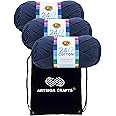 Lion Brand 24/7 Cotton Navy 761-110 (3-Skeins - Same Dye Lot) Worsted Medium #4 Cotton Yarn for Crocheting and Knitting with Project Bag