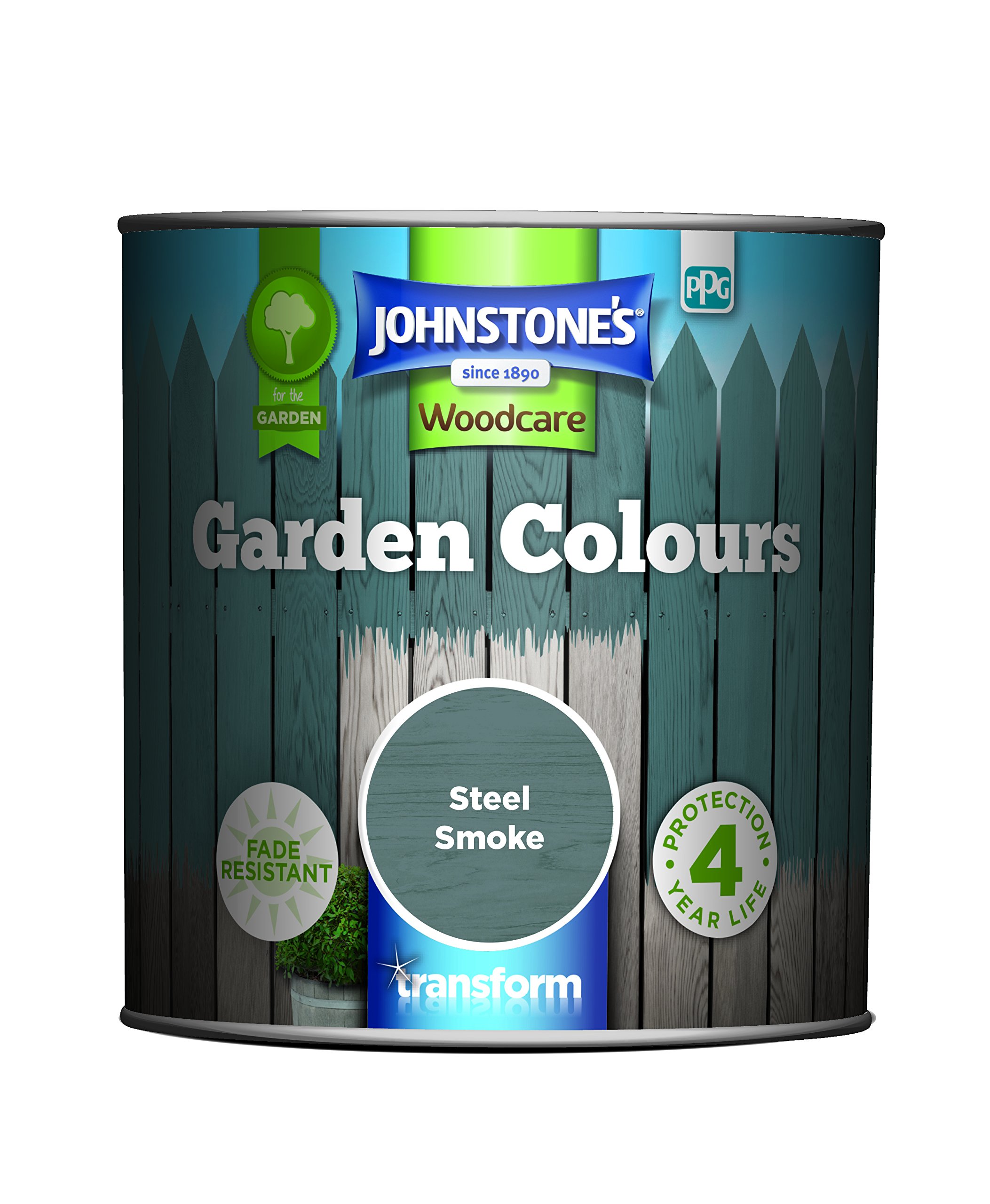 Johnstone’s - Garden Colours - Steel Smoke - Exterior Wood Paint - Fade Resistant - Suitable for Garden Furniture Outdoors - Fence Paint - Dry in 2 hours - 12m2 Coverage per Litre - 1L