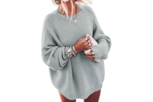 Ugerlov Women's Oversized Sweaters Batwing Sleeve Mock Neck Jumper Tops Chunky Knit Pullover Sweater