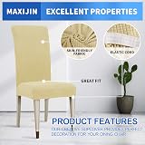 MAXIJIN Super Stretch Jacquard Dining Chair Slipcovers Beig e 4 Pack view 3