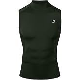 Roadbox Men's Sleeveless Turtleneck Compression Shirt, Athletic Tank Top | Mock Neck, Fitted Base Layer, 4 Way Stretch, Breathable Mesh, Moisture Wicking, Quick Dry, for Gym Workout Running