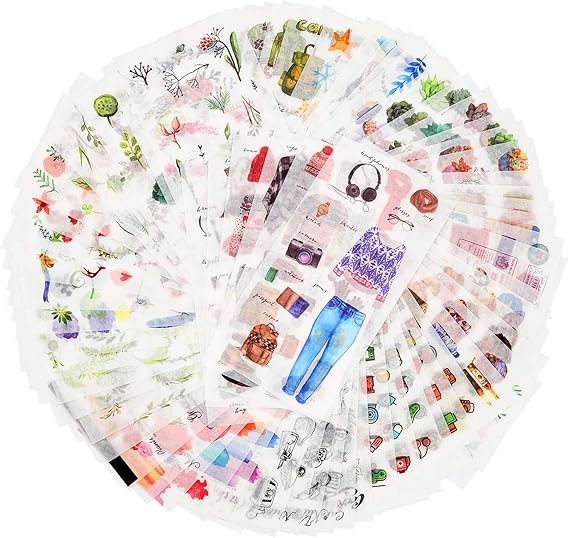 72 Sheets Scrapbooking Stickers Washi Paper Stickers Decoration Sticker Planner Stickers 12