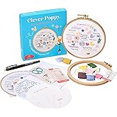 Clever Poppy Stitch Sampler Embroidery Kit for Beginners with Video Guide | Easy Embroidery Kit with Hoop, Thread and Patterns, Hand Embroidery Kit for Adults and Teens, Complete Embroidery Starter Kit