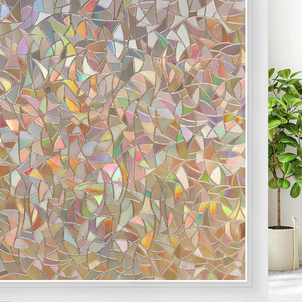 rabbitgoo Rainbow Window Film Privacy Film for Glass 60x200cm Static Cling