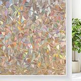 rabbitgoo Rainbow Window Film Privacy Film for Glass 60x200cm Static Cling