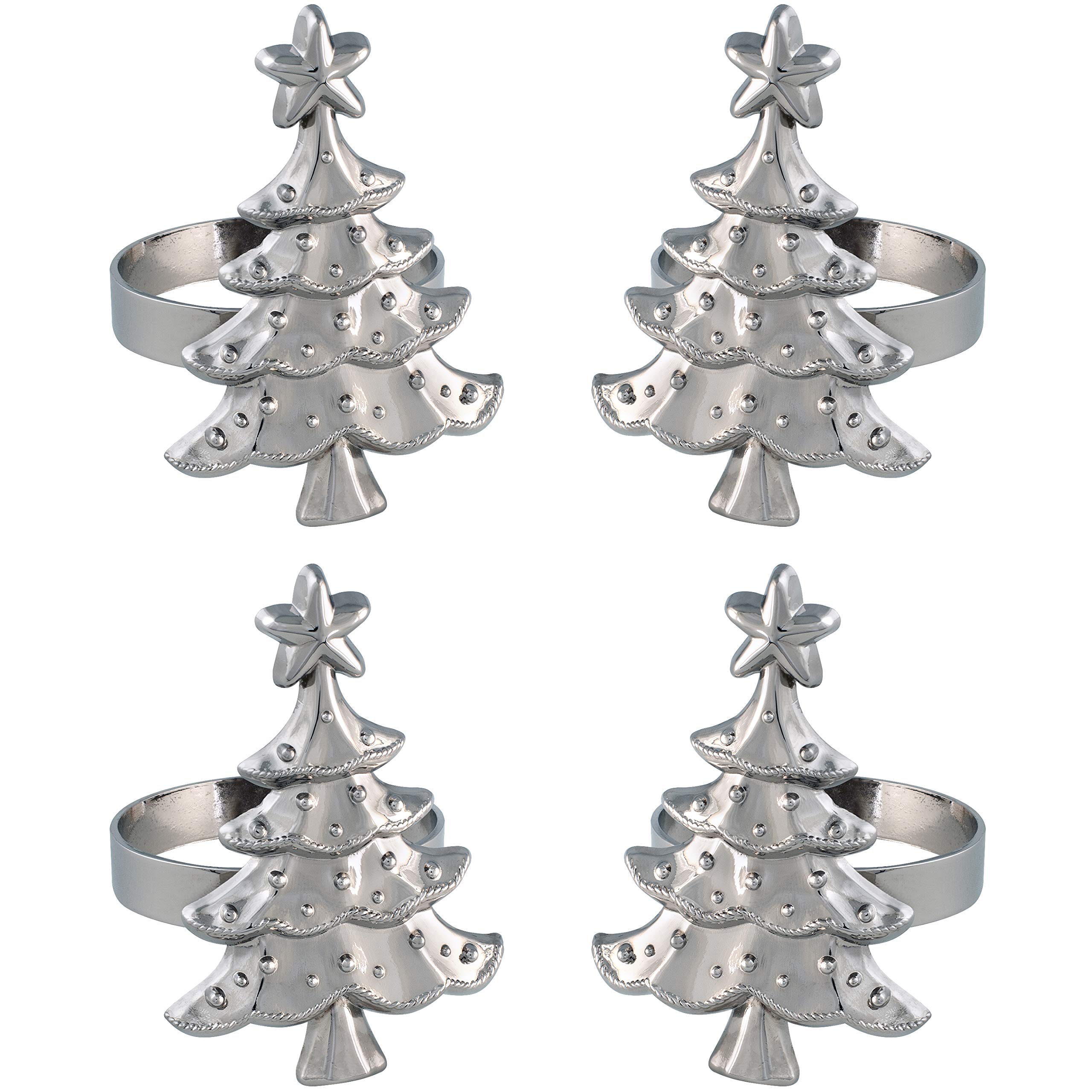 WeRChristmas Set of 4 Christmas Tree Napkin Holders, Multi-Colour, 7cm